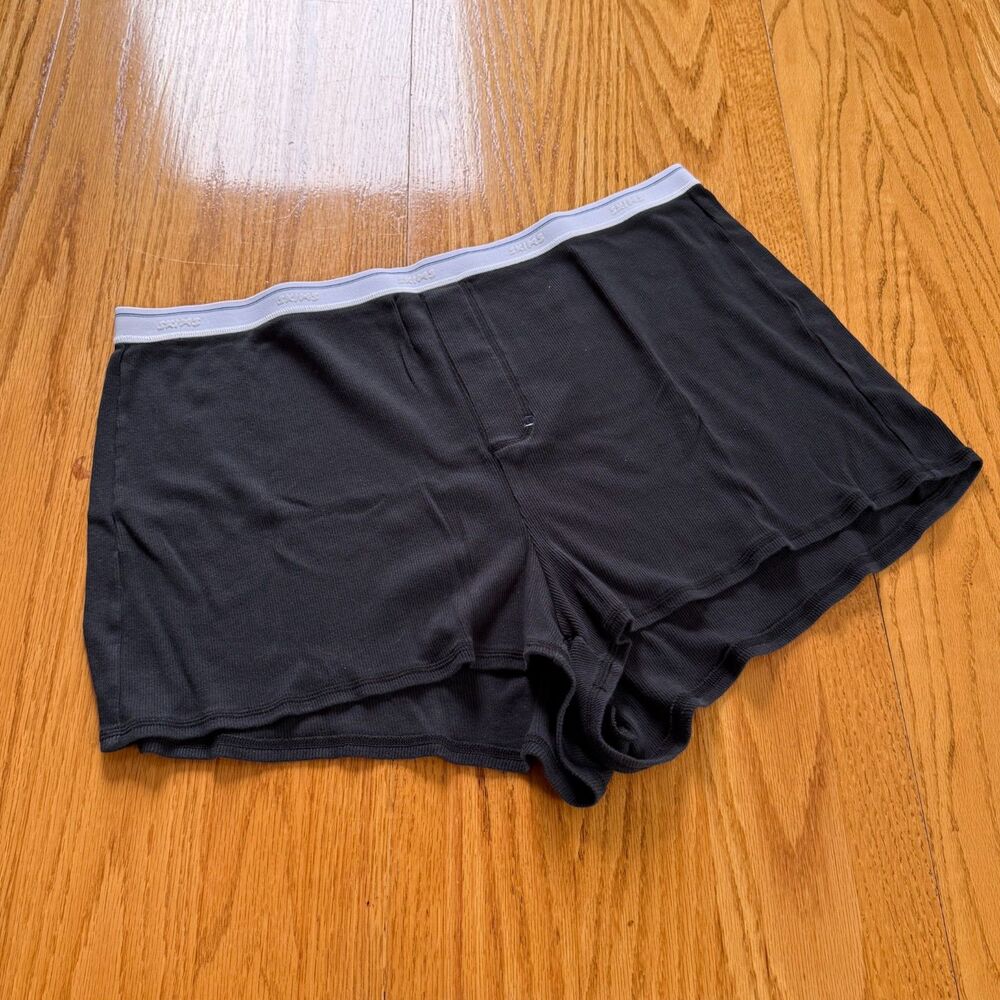 Skims Cotton Rib Shorts Black